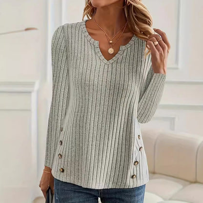 Pull à côtes pour femmes avec détails de boutons tendance Chic und Stil