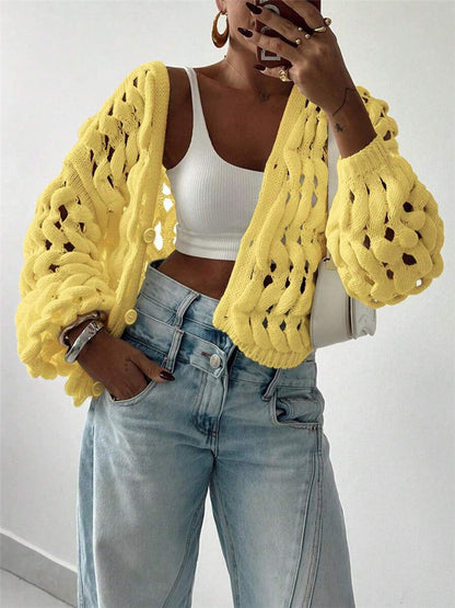 Pull en tricot pour femmes avec un motif de trou unique et une coupe décontractée Chic und Stil
