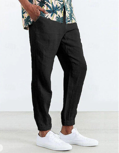 Casual linen pants for men with elastic waist and side pockets Chic and Style
