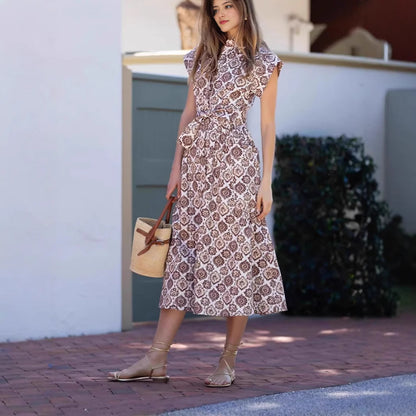 Robe maxi femme avec un élégant motif floral et un raffinement de taille Chic und Stil