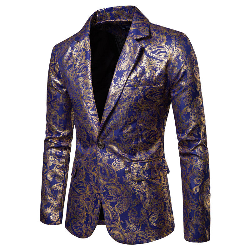 Blazer exclusif pour hommes en sequins avec des ornements dorés et une coupe moderne Chic und Stil