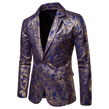 Blazer exclusif pour hommes en sequins avec des ornements dorés et une coupe moderne Chic und Stil