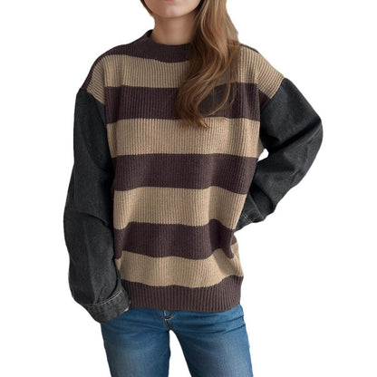 Pull en maille décontracté pour femmes avec un motif de rayures larges et des manches amples Chic und Stil