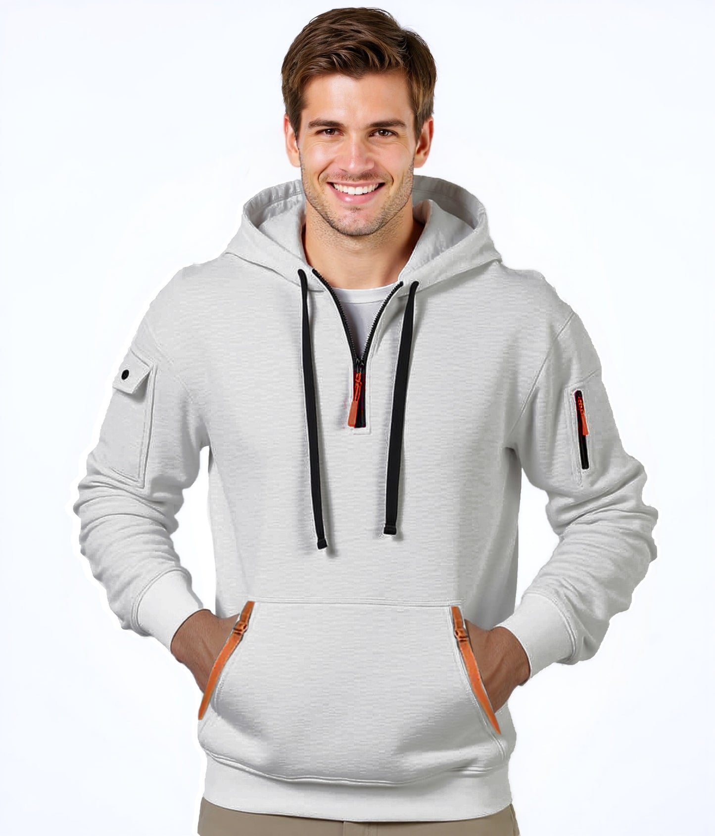 Homme pull à capuche tendance avec poches polyvalentes et fermeture éclair moderne Chic und Stil
