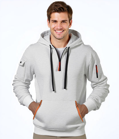 Homme pull à capuche tendance avec poches polyvalentes et fermeture éclair moderne Chic und Stil