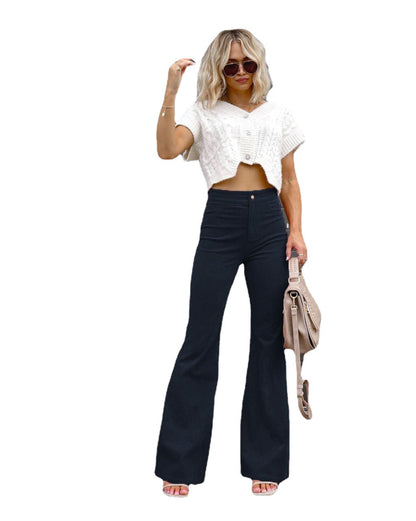 Ladies Fashion High Waist Flared Jeans Chic and Style