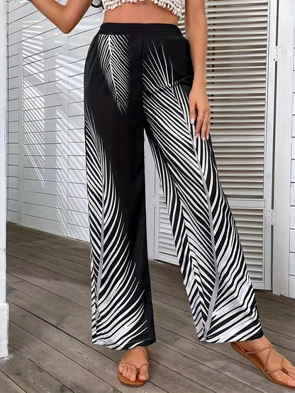 Elegant and lightweight palazzo pants for women with palm tree pattern Chic and Style