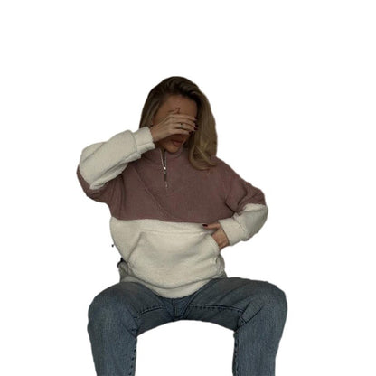 Fleece pullover for women with high collar and zipper Chic und Stil