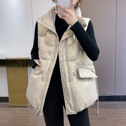 Dames Gilet matelassé avec col montant et poches zippées sur les côtés Chic und Stil