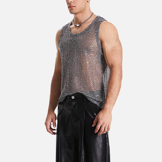 T-shirt en résille pour hommes dans le style urbain à la mode Chic und Stil
