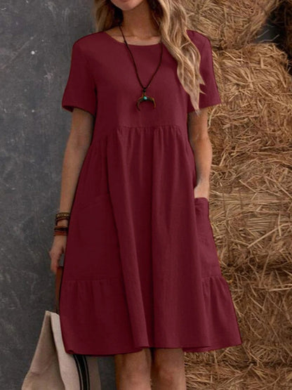 Robe d'été décontractée pour femmes avec poches et volants Chic und Stil