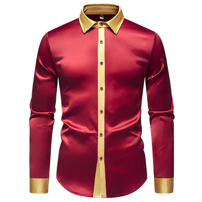 Chemise élégante à manches longues pour homme avec des accents satinés Chic und Stil