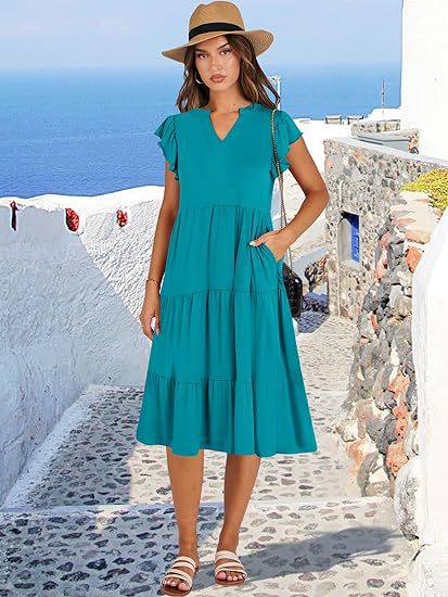 Robe de loisir pour femmes avec des détails en volants et des poches Chic und Stil