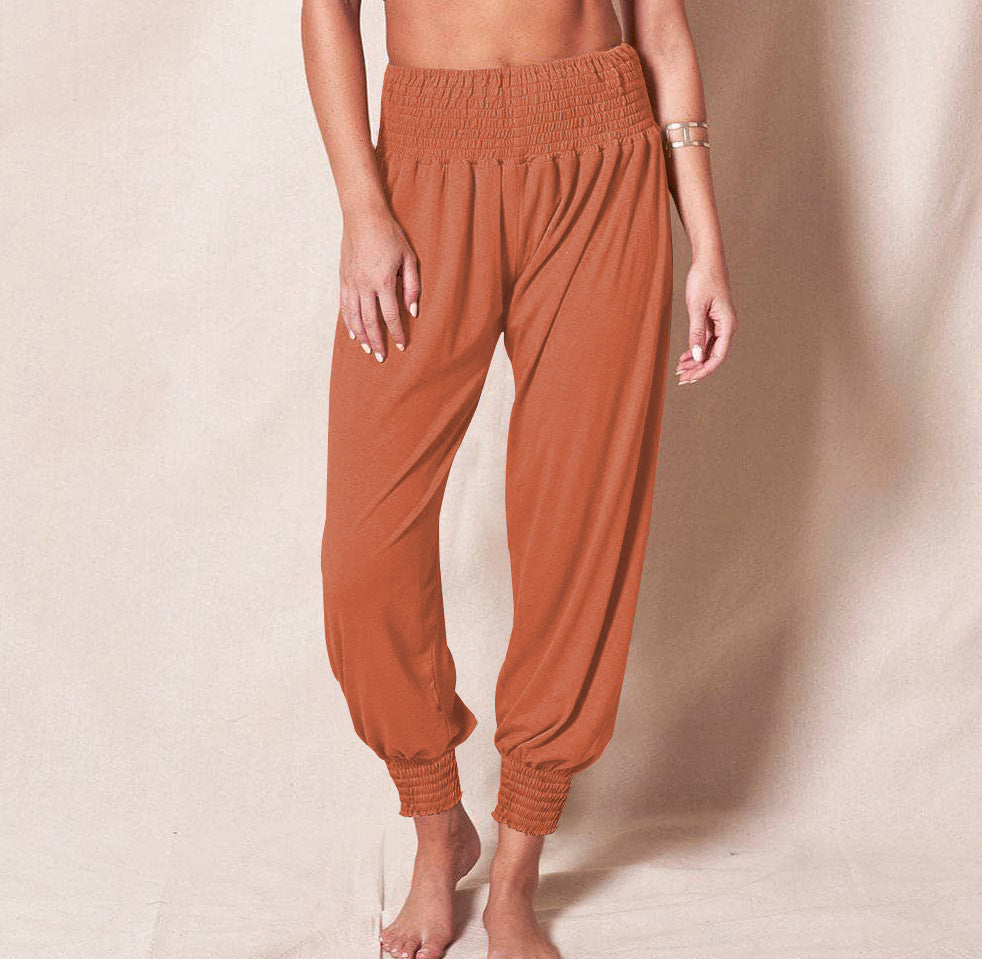 Casual harem pants for women with elastic waistband and side pockets.