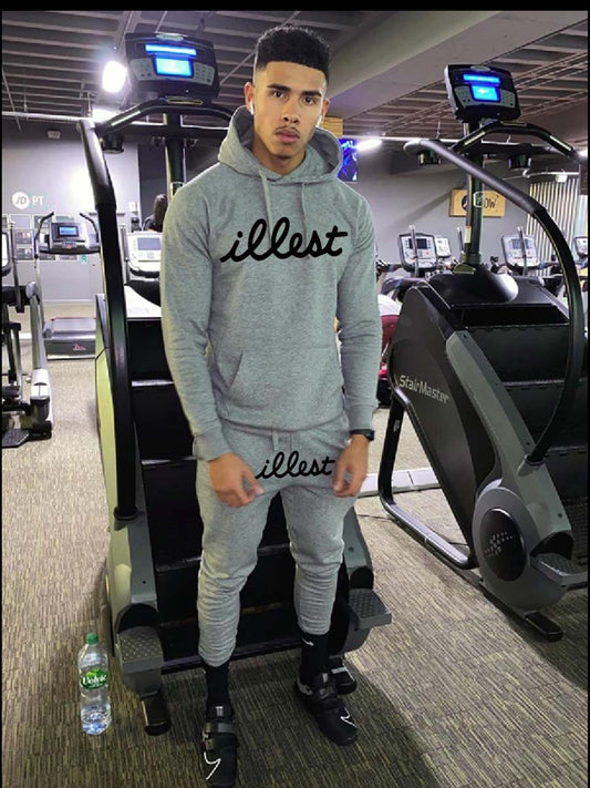 Men's hoodie and jogger pants set with catchy inscription Chic und Stil