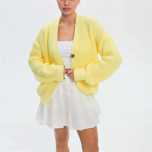 Cardigan en tricot décontracté pour femmes avec détails en boutons et manches évasées Chic und Stil