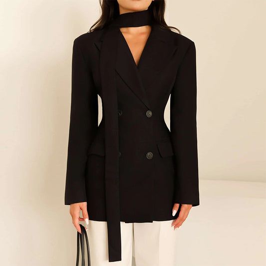 Dames blazer élégant cintré avec écharpe Chic und Stil