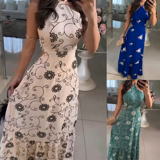 Femmes Élégante Robe Maxi Imprimé Floral Chic und Stil