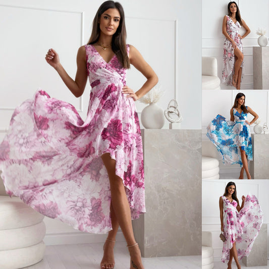 Chic and stylish high-low floral maxi dress for women
