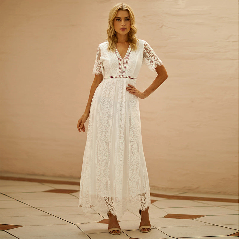 Femmes Élégante Robe Maxi en Dentelle Bohème Chic und Stil