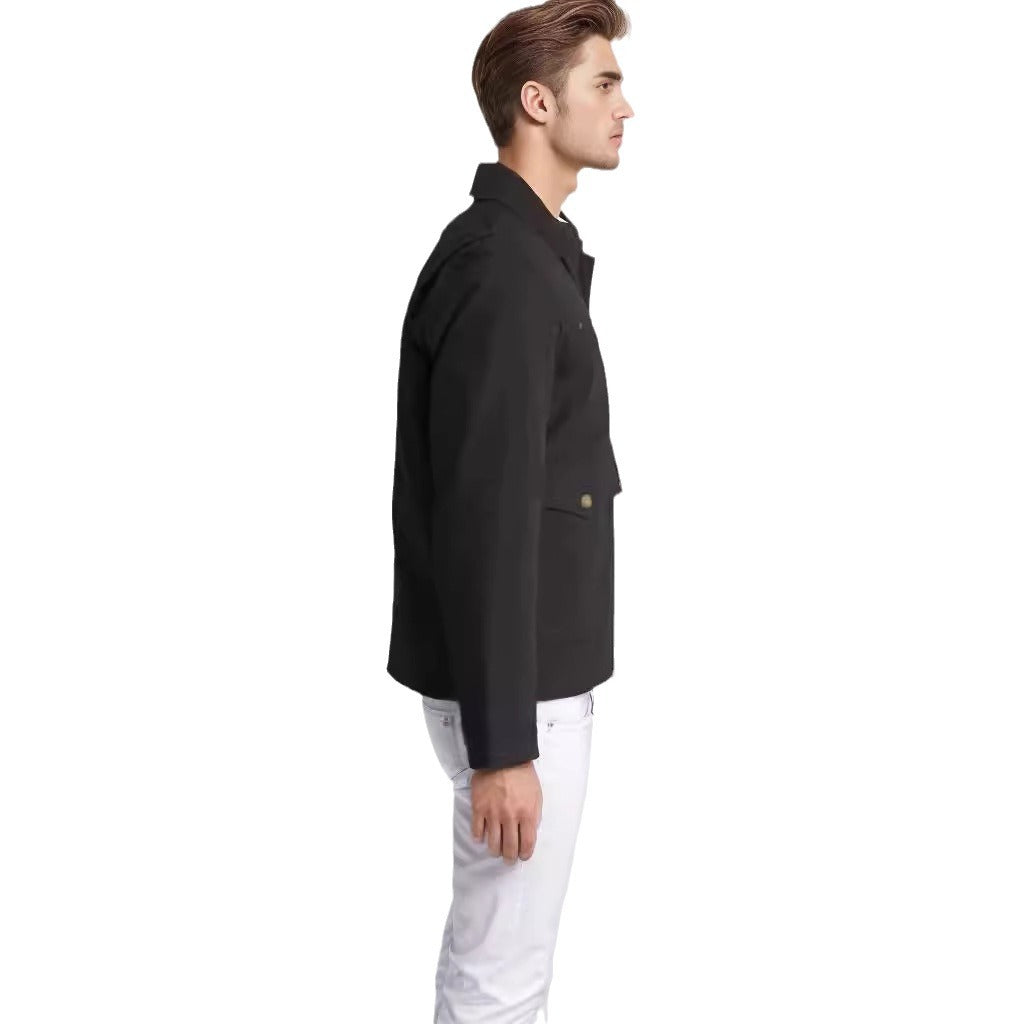 Robust cotton jacket for men with coat-like collar Warm Chic and Style