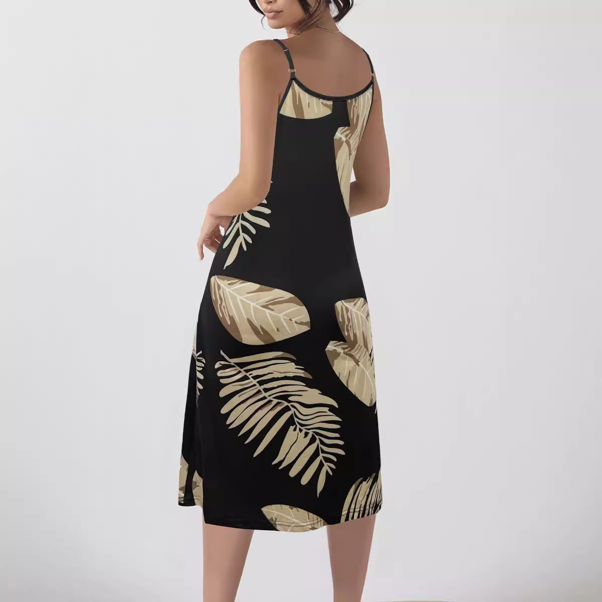 Dames Bohemian Halterneck Midi-Robe Chic und Stil