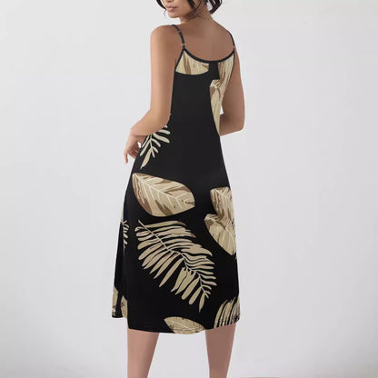 Dames Bohemian Halterneck Midi-Robe Chic und Stil