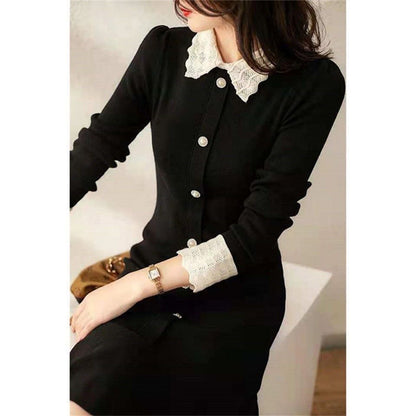 Robe élégante pour femme à boutons avec ourlet en volants Chic und Stil