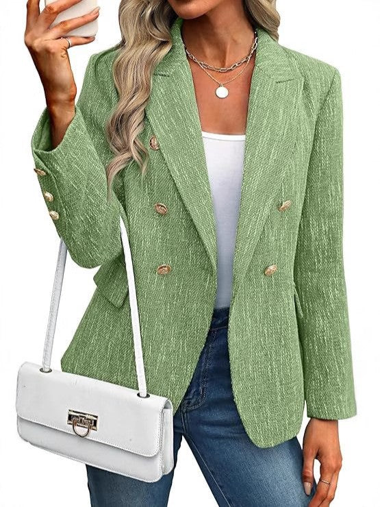 Blazer en tweed pour femmes avec double rangée de boutons Chic und Stil