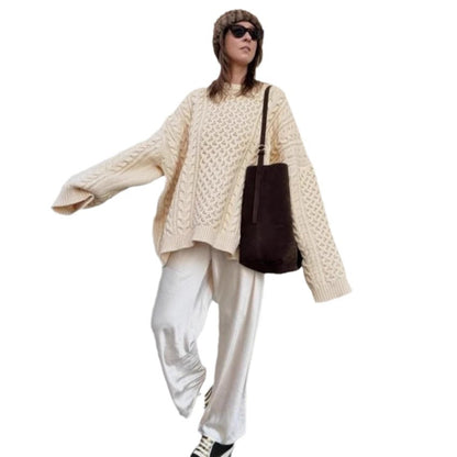 Pull en tricot surdimensionné pour femmes avec motif de torsade Chic und Stil