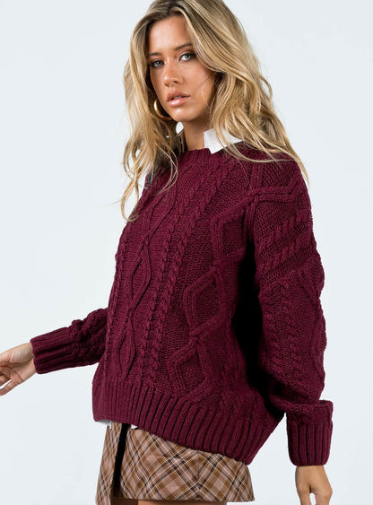 Pull femme en grosse maille avec des manches volumineuses et un motif torsadé classique Chic und Stil