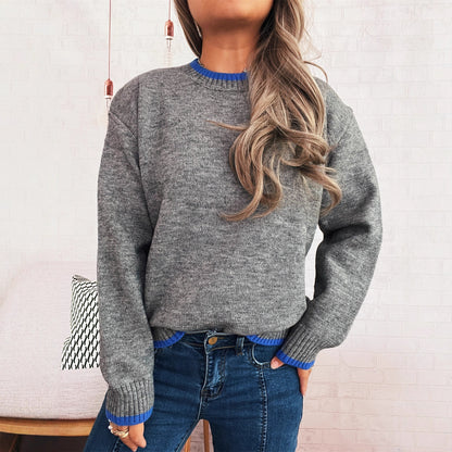 Pull en tricot confortable pour femmes avec des poignets contrastés et une coupe décontractée Chic und Stil