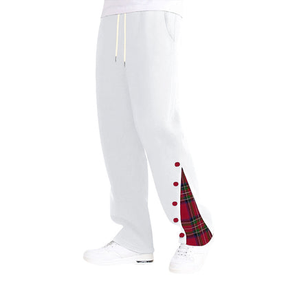 Casual sports pants for men with button details and tartan appliqués Chic und Stil
