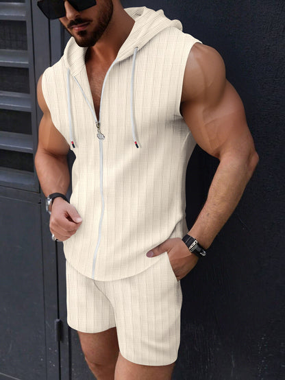 Men's sleeveless zip-up hoodie and shorts set Chic and Style