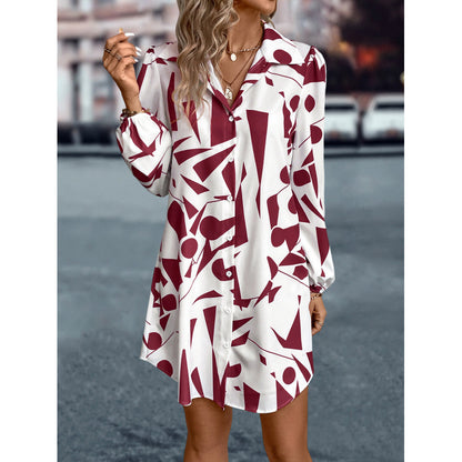 Robe à boutons pour femme à imprimé géométrique Chic und Stil