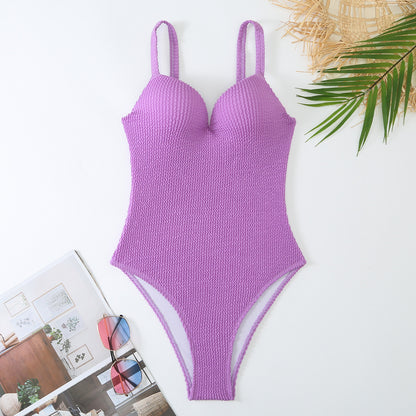 Maillot de bain taille haute pour femmes avec surface à textures côtelées et bretelles réglables Chic und Stil