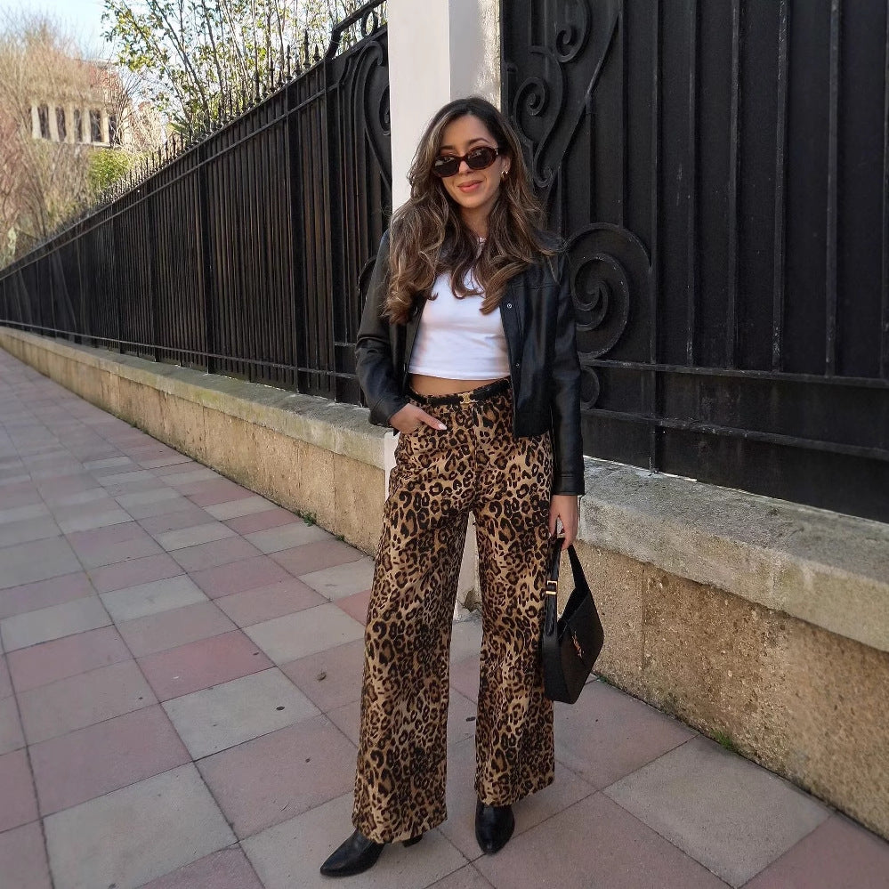 Chic and Style Women's Leopard Print Palazzo Pants