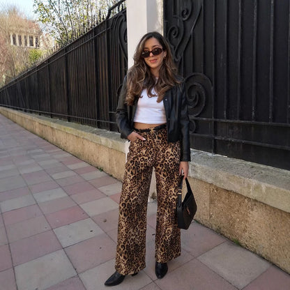 Chic and Style Women's Leopard Print Palazzo Pants