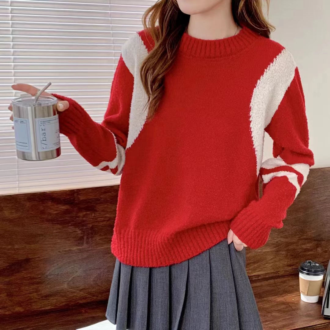 Pull femme avec col montant et manches contrastantes Chic und Stil