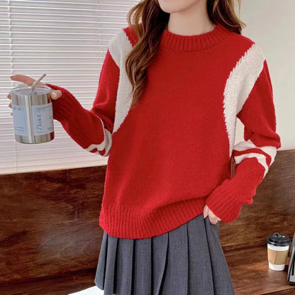 Pull femme avec col montant et manches contrastantes Chic und Stil