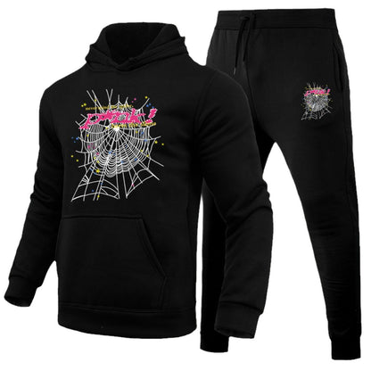 Women's hoodie and jogger pants set with a unique spiderweb design Chic and Style