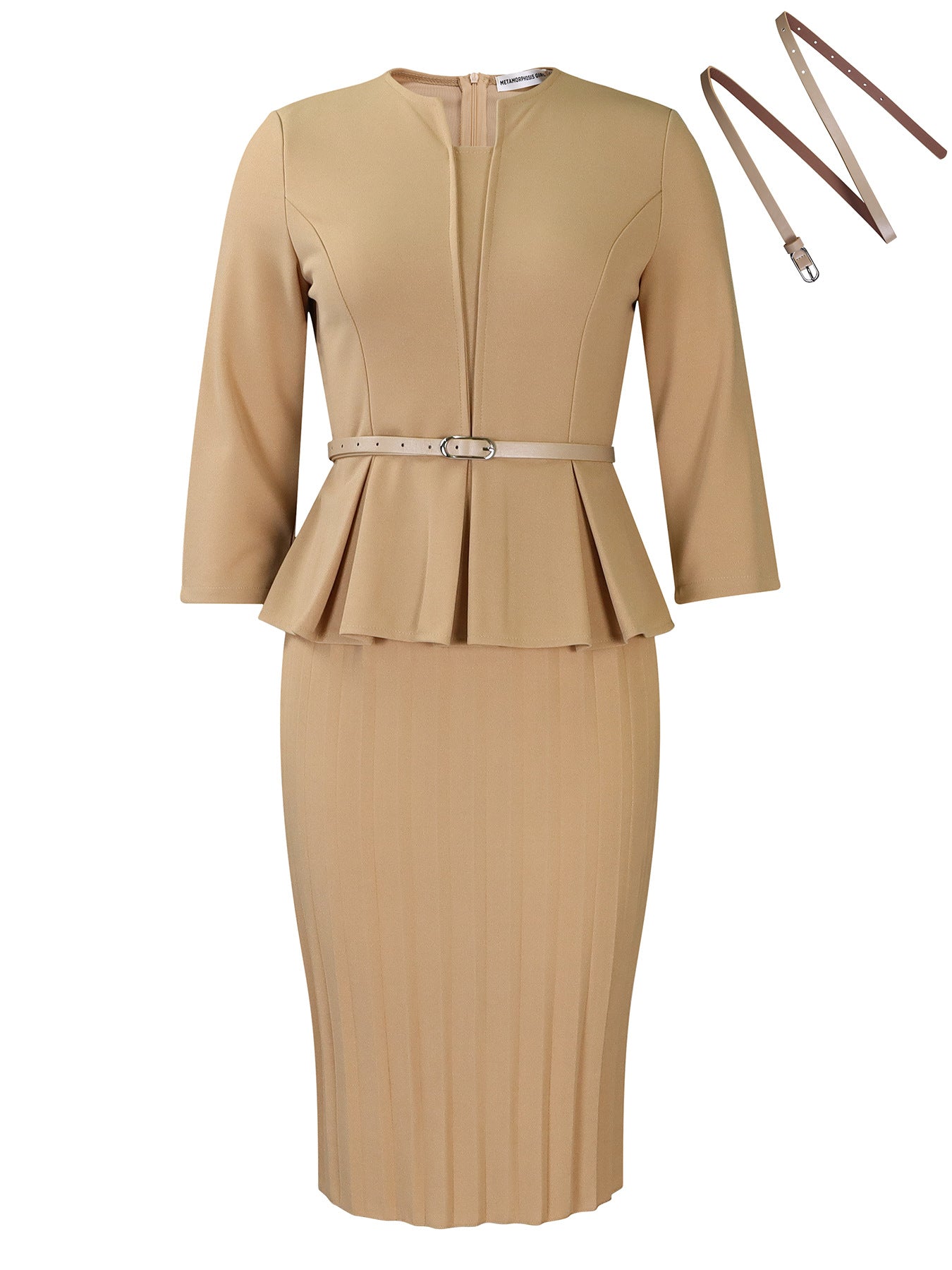 Robe peplum élégante pour femmes avec ceinture à la taille intégrée et jupe structurée Chic und Stil