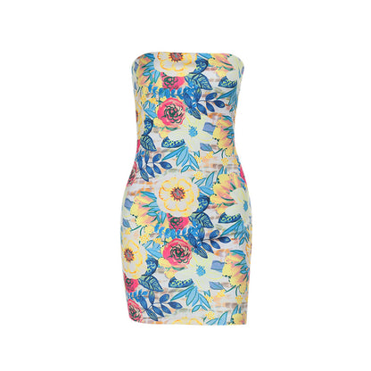 Robe mini bodycon sans bretelles à imprimé floral Chic und Stil