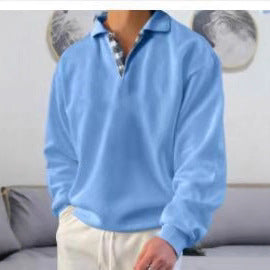 Chemise polo à manches longues pour hommes avec un élégant col en V et de stylieuses détails contrastés Chic und Stil