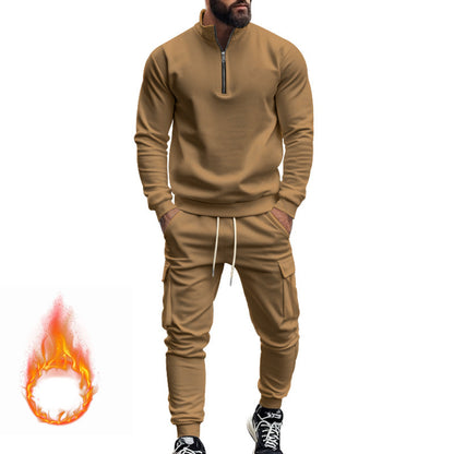 Men's fleece sports set with functional zipper and cargo pants Chic und Stil