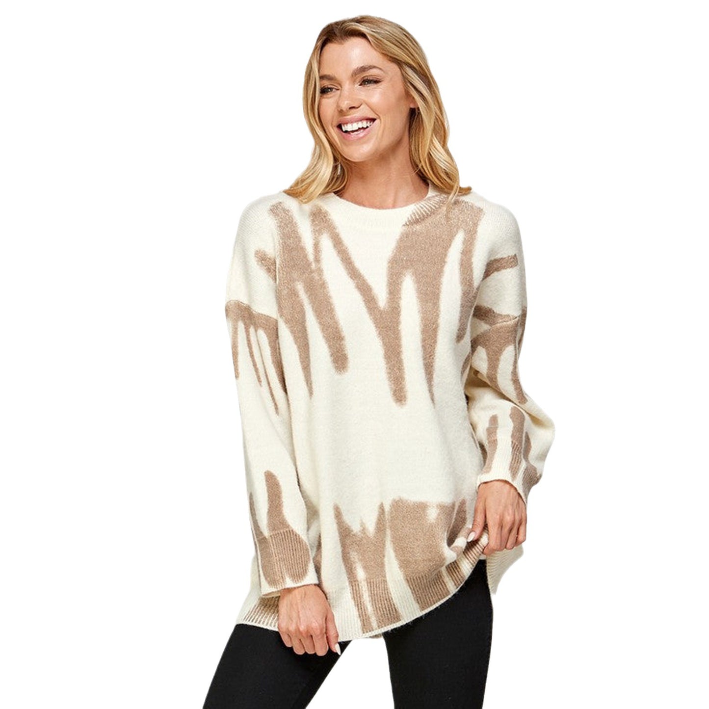 Pull femme décontracté en tricot avec motif unique Chic und Stil