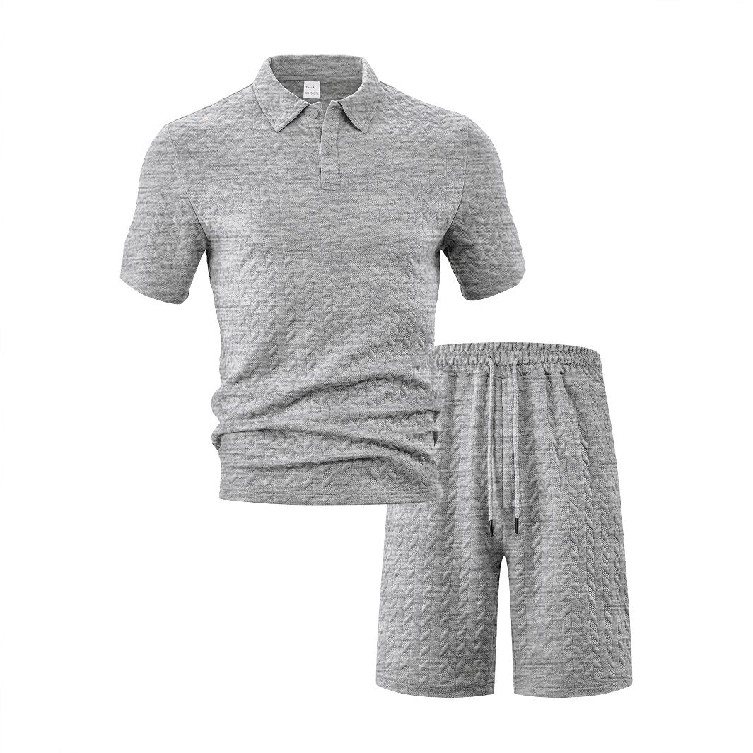 Ensemble polo et shorts sportifs pour hommes avec motif structuré Chic und Stil
