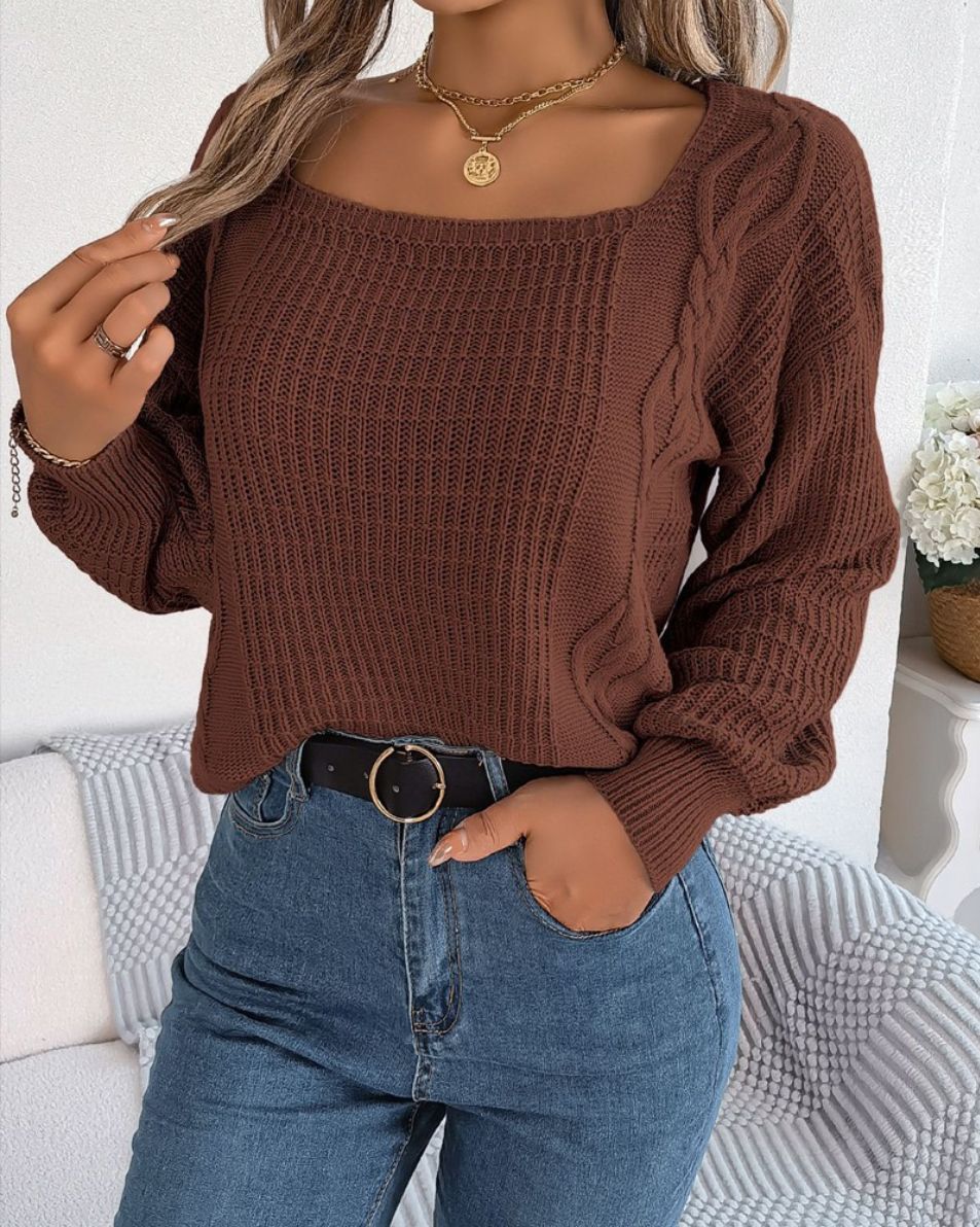 Pull en tricot décontracté pour femmes avec surface structurée et design de tresses romantiques Chic und Stil