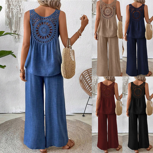 Ladies Relaxed Fit Wide Leg Pants Chic Combination Style