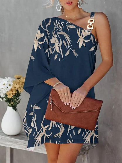 Robe de mode asymétrique pour femmes avec design floral et bretelles élégantes Chic und Stil